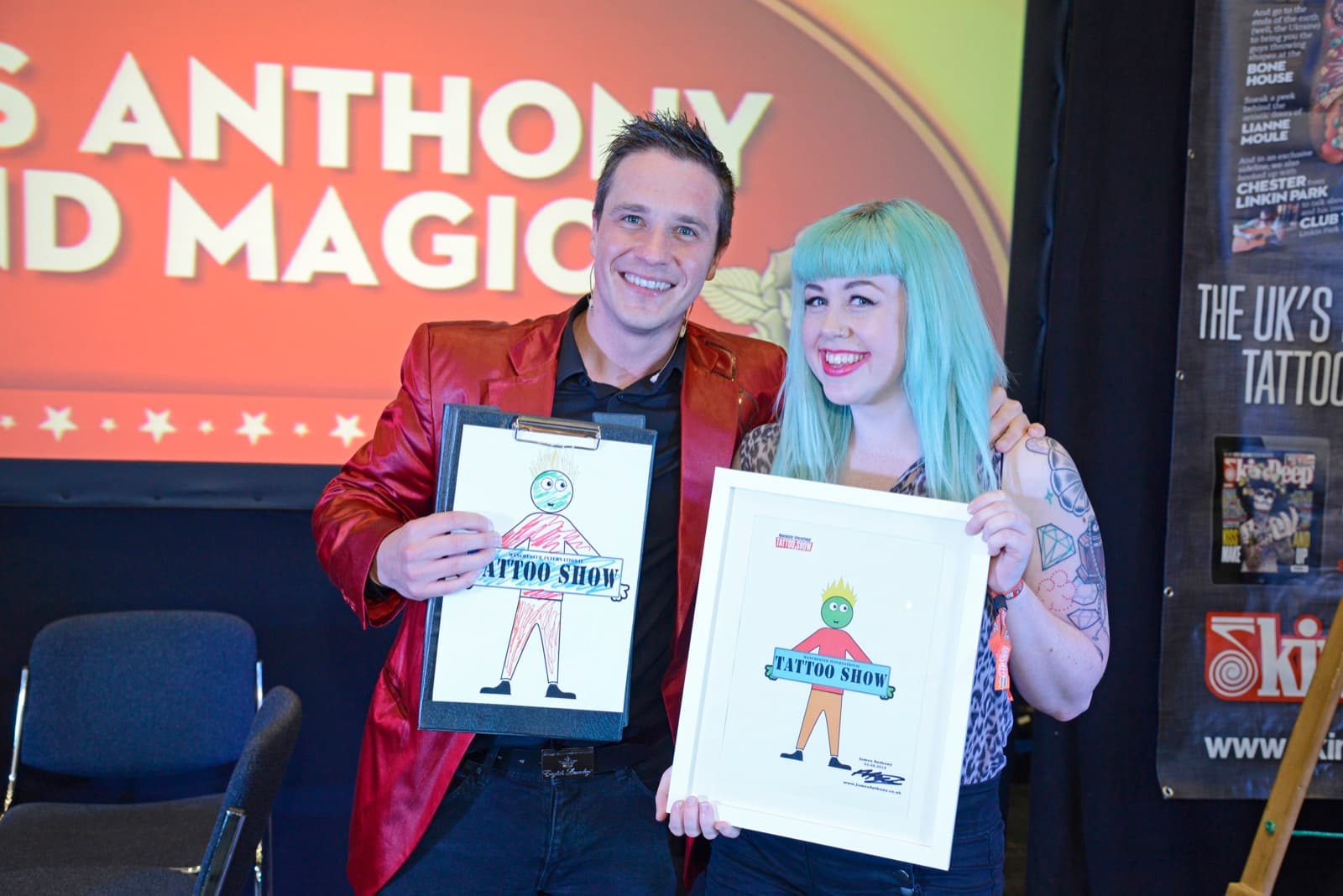 James Anthony with an audience volunteer during a mind magic show
